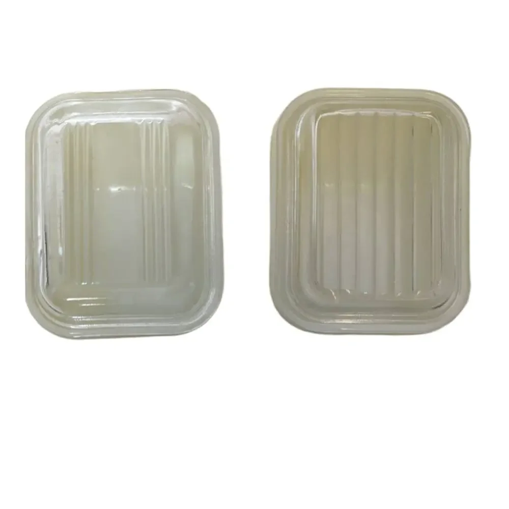 Set of 2 Vintage Pyrex yellow green fridgies 501 B 1 1/2 cup PYREX USA Made